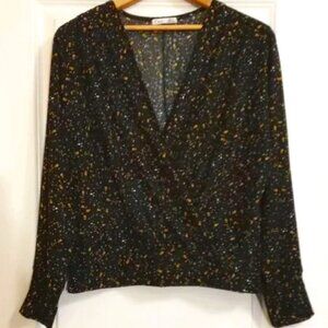 Dex Semi-Cropped Abstract Print Wrap Blouse